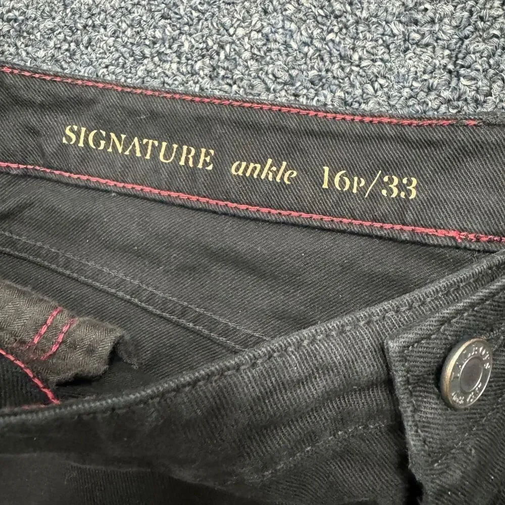 Talbots Signature Crop Jeans Women‎ Size 16P Black Stretch Denim Capri Classic - Picture 5 of 5